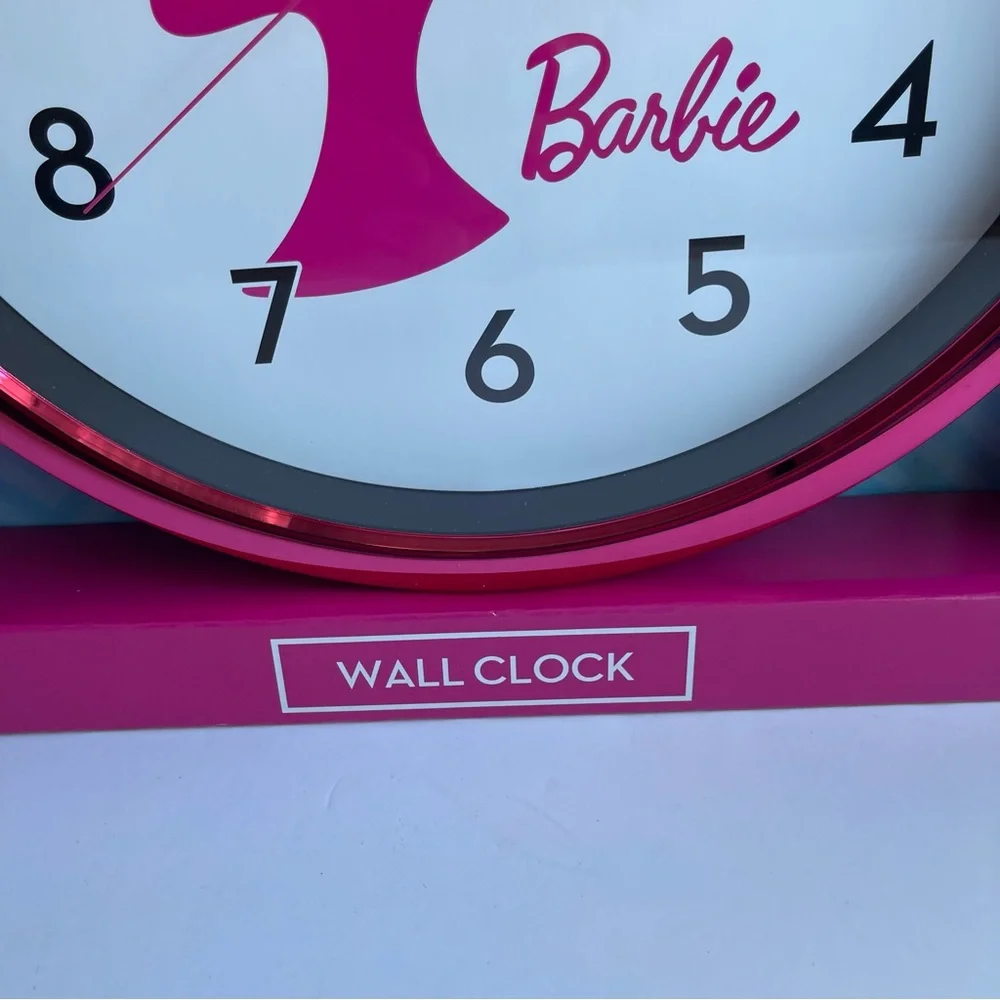 New 2023 Barbie 12 Inch Round Pink Analog Wall Clock